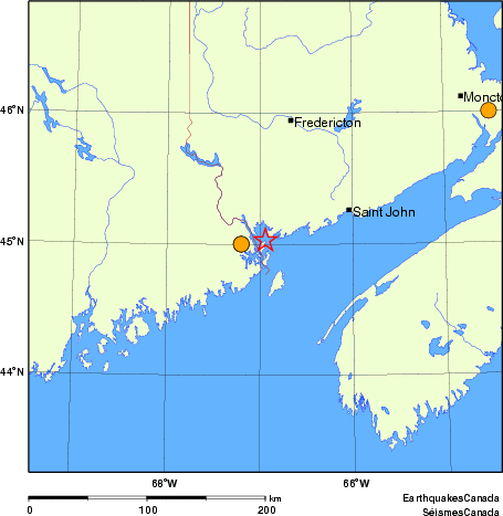 Map of historical earthquakes magnitude 5.0 and larger.  Details in the data table below