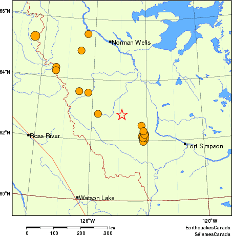 carte des séismes historiques de magnitude 5,0 et plus.  Détails dans le tableau de données ci-dessous