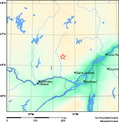 carte des environs du séisme