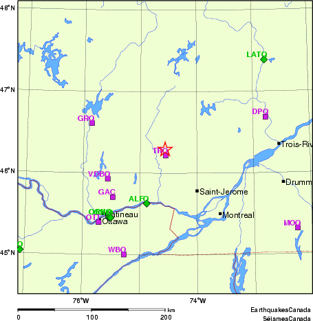 carte des localisations des stations sismologiques locales