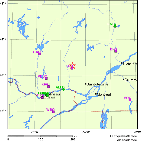 carte des localisations des stations sismologiques locales