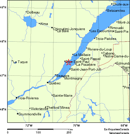 carte des endroits près de l'épicentre