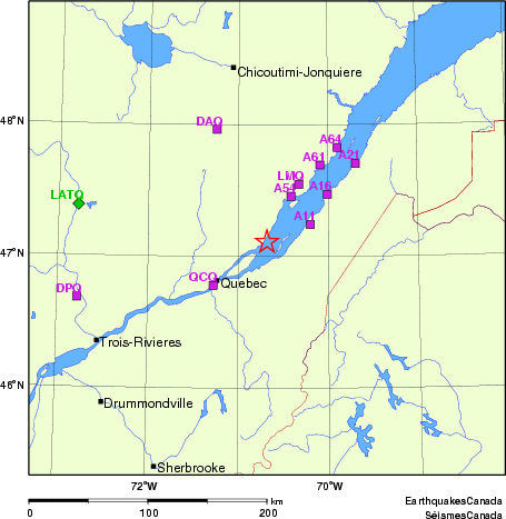 carte des localisations des stations sismologiques locales