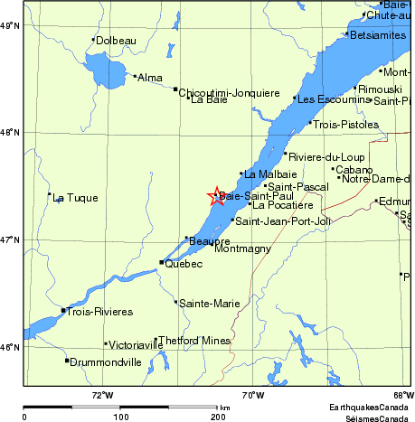 carte des endroits près de l'épicentre