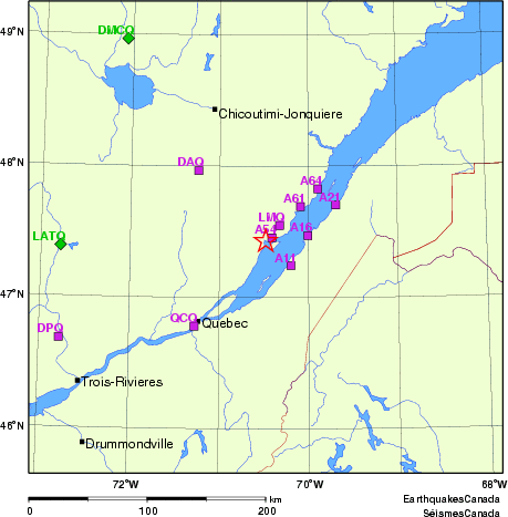 carte des localisations des stations sismologiques locales