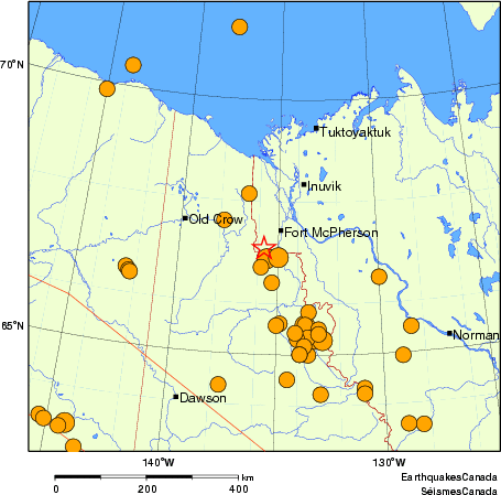 carte des séismes historiques de magnitude 5,0 et plus.  Détails dans le tableau de données ci-dessous