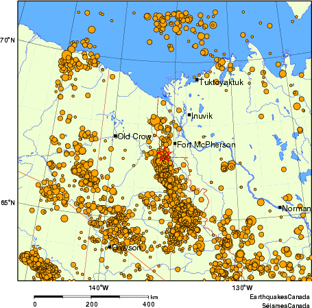 carte des des séismes de magnitude 2,0 et plus depuis 2000