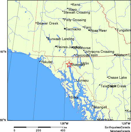 carte des endroits près de l'épicentre