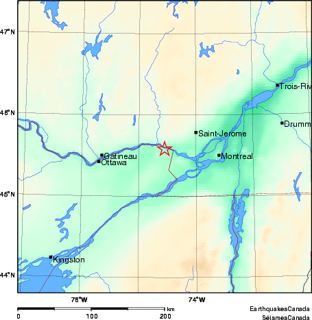 carte des environs du séisme