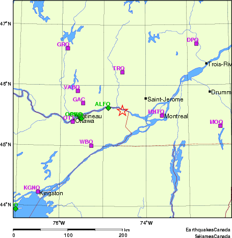 carte des localisations des stations sismologiques locales