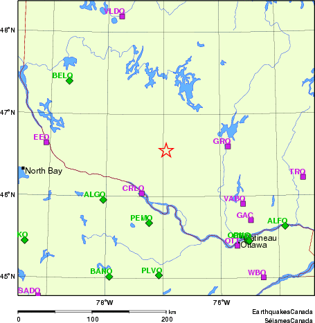 carte des localisations des stations sismologiques locales