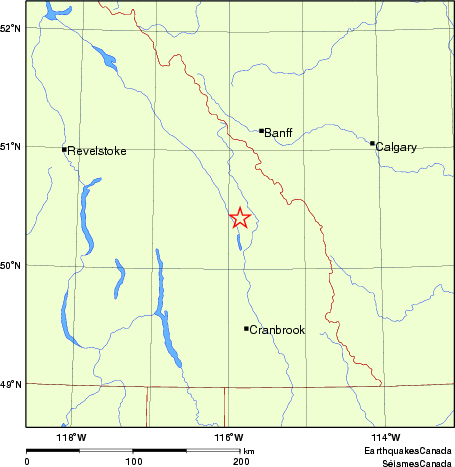 Map of historical earthquakes magnitude 5.0 and larger.  Details in the data table below