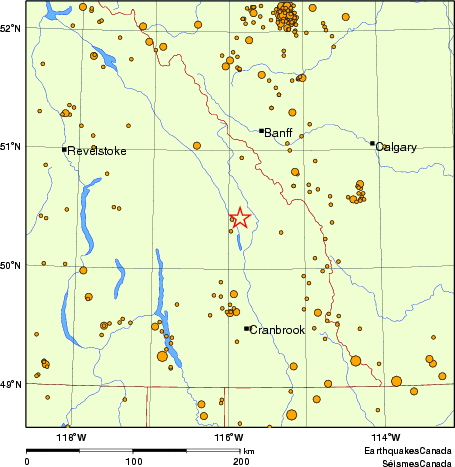 carte des des séismes de magnitude 2,0 et plus depuis 2000