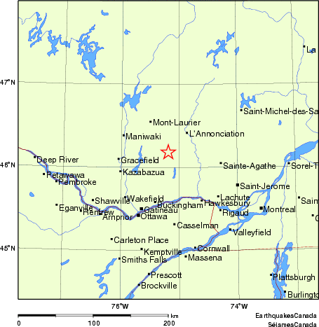 carte des endroits près de l'épicentre