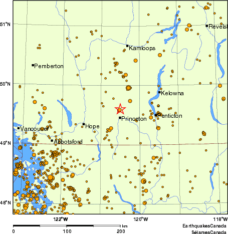 carte des des séismes de magnitude 2,0 et plus depuis 2000