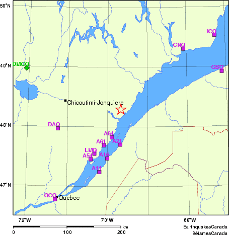 carte des localisations des stations sismologiques locales