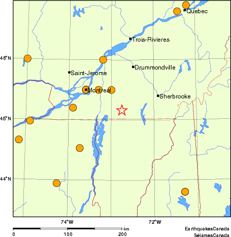 Map of historical earthquakes magnitude 5.0 and larger.  Details in the data table below