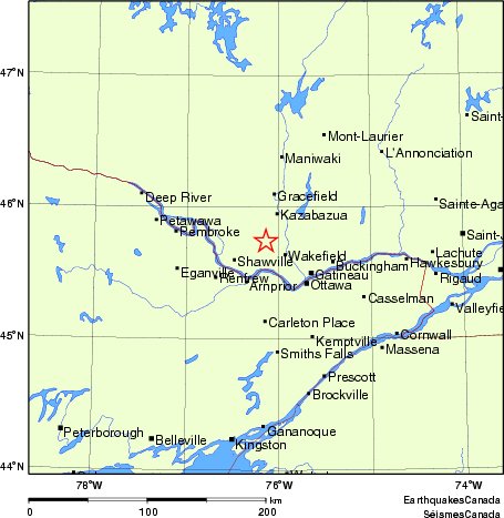 carte des endroits près de l'épicentre