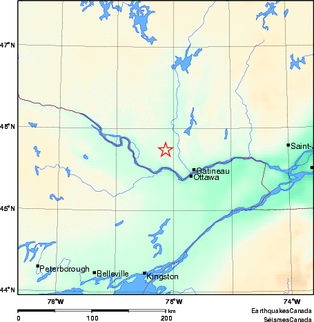 carte des environs du séisme