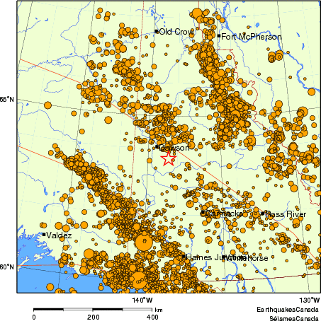 carte des des séismes de magnitude 2,0 et plus depuis 2000