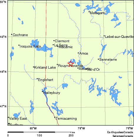 carte des endroits près de l'épicentre