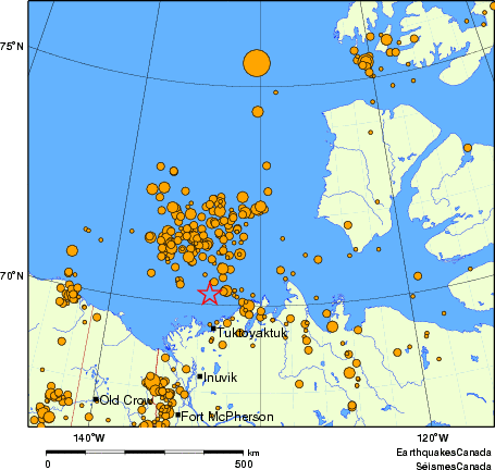 carte des des séismes de magnitude 2,0 et plus depuis 2000