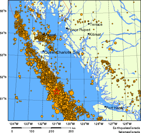 Map of earthquakes magnitude 2.0 and larger, 2000 - present