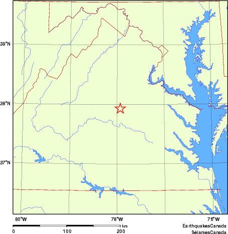 Map of historical earthquakes magnitude 5.0 and larger.  Details in the data table below