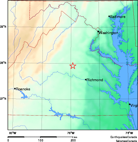 carte des environs du séisme