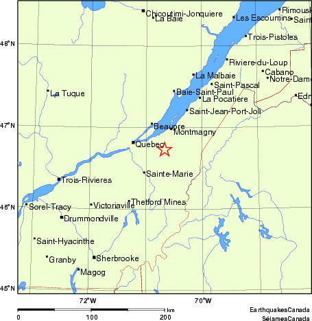 carte des endroits près de l'épicentre