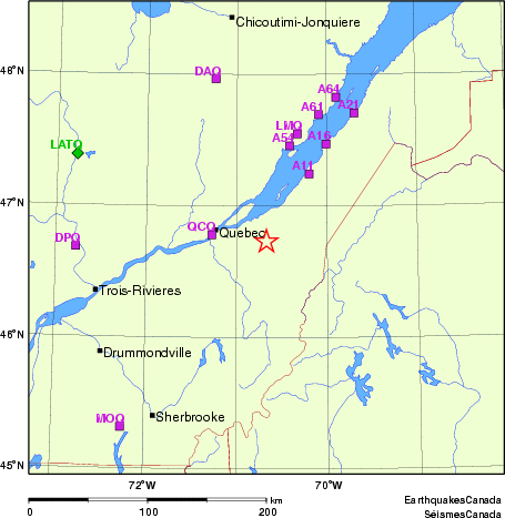 Map of Regional Seismographs