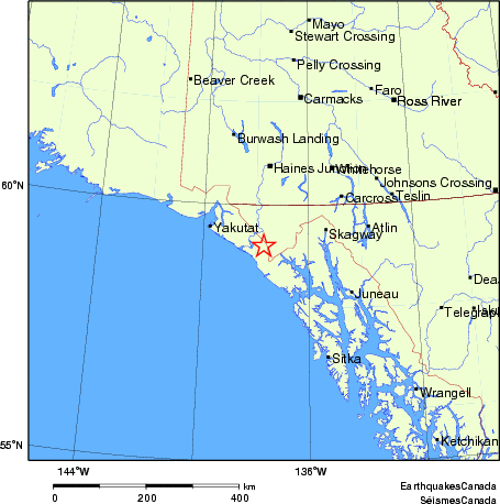 carte des endroits près de l'épicentre