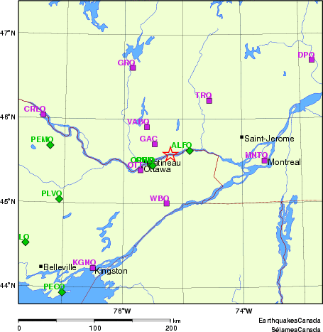 carte des localisations des stations sismologiques locales