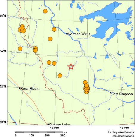 Map of historical earthquakes magnitude 5.0 and larger.  Details in the data table below