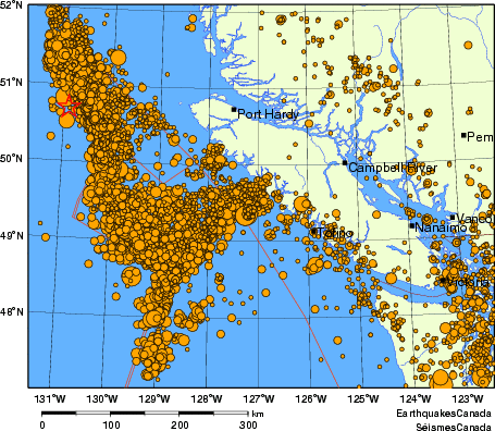 Map of earthquakes magnitude 2.0 and larger, 2000 - present