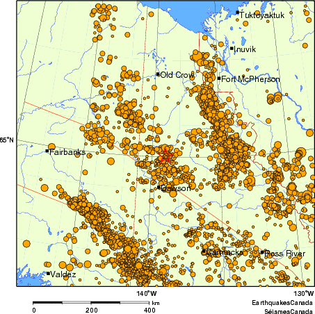 carte des des séismes de magnitude 2,0 et plus depuis 2000