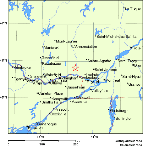 carte des endroits près de l'épicentre