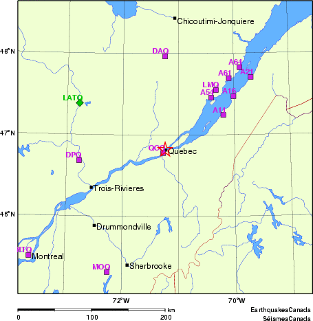 carte des localisations des stations sismologiques locales