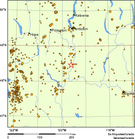 carte des des séismes de magnitude 2,0 et plus depuis 2000