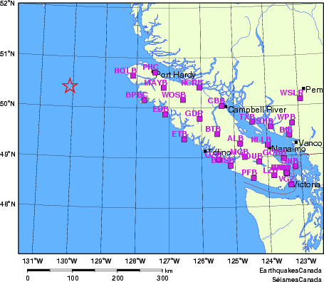 carte des localisations des stations sismologiques locales