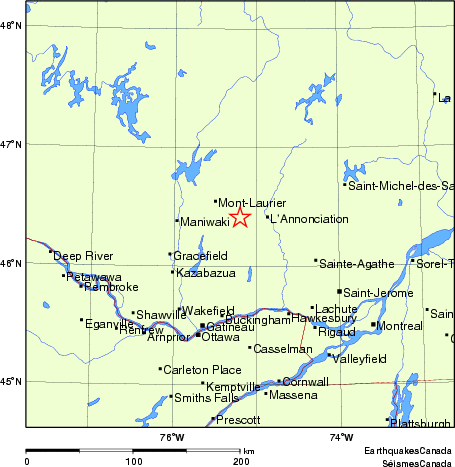 carte des endroits près de l'épicentre