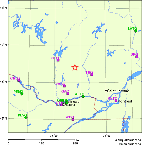 carte des localisations des stations sismologiques locales