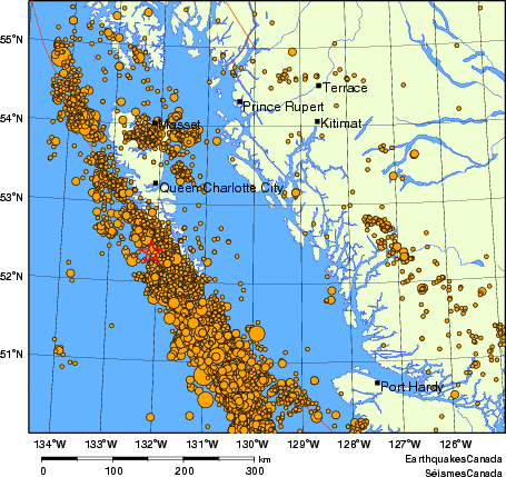 Map of earthquakes magnitude 2.0 and larger, 2000 - present