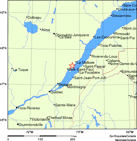 carte des endroits près de l'épicentre