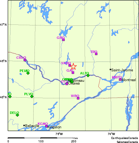 carte des localisations des stations sismologiques locales