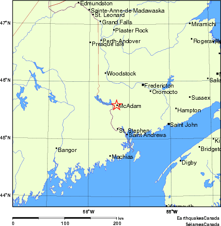 carte des endroits près de l'épicentre