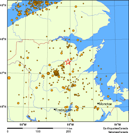 carte des des séismes de magnitude 2,0 et plus depuis 2000