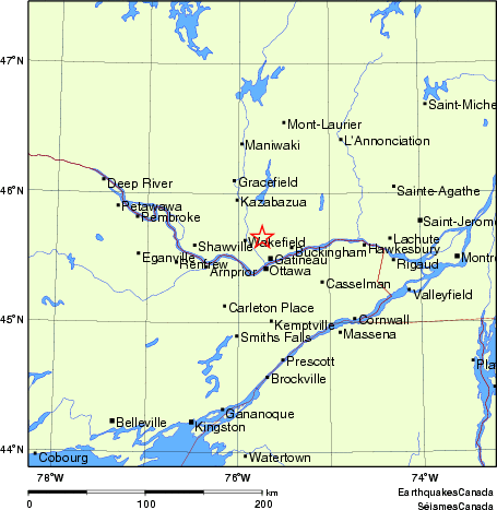 carte des endroits près de l'épicentre