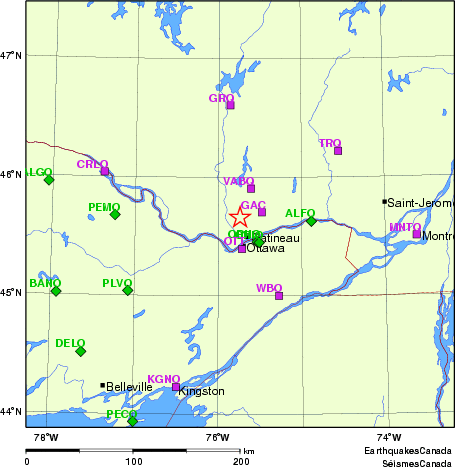 carte des localisations des stations sismologiques locales