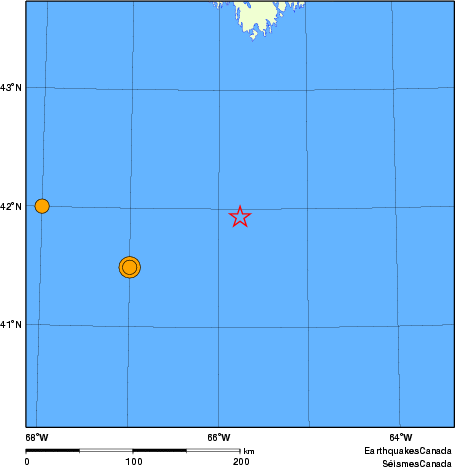 Map of historical earthquakes magnitude 5.0 and larger.  Details in the data table below